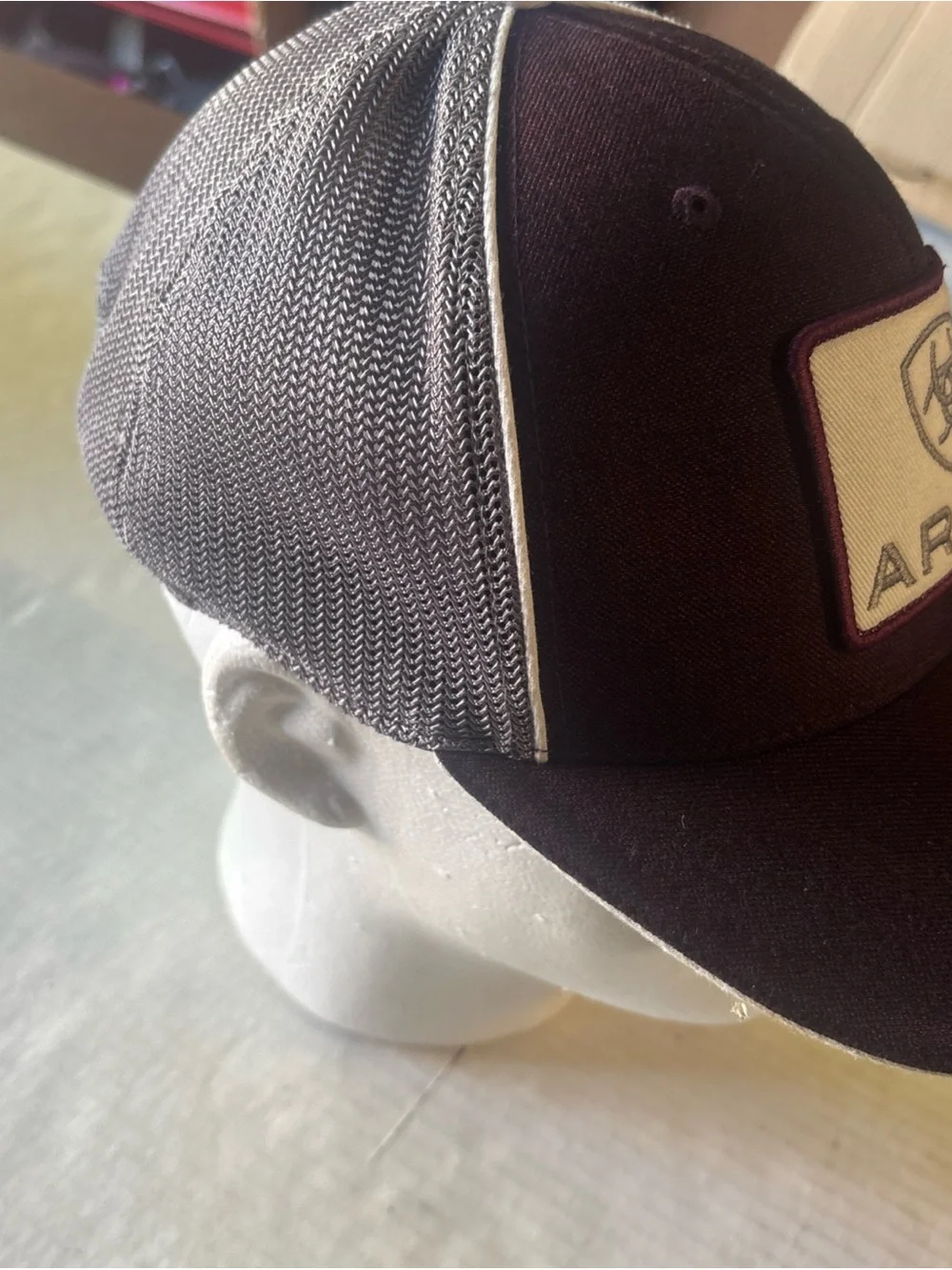 ARIAT Unisex Burgundy & Gray Logo Trucker Hat